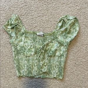 American Eagle Outfitters Light Green Floral Blouse